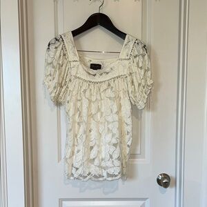 Ann Taylor Trulli Cream Lace Blouse, size L